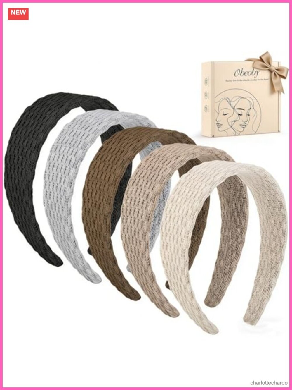 5 Pack Wide Knitted Headbands for Women, 1.57 Inch, Non-Slip, Elastic